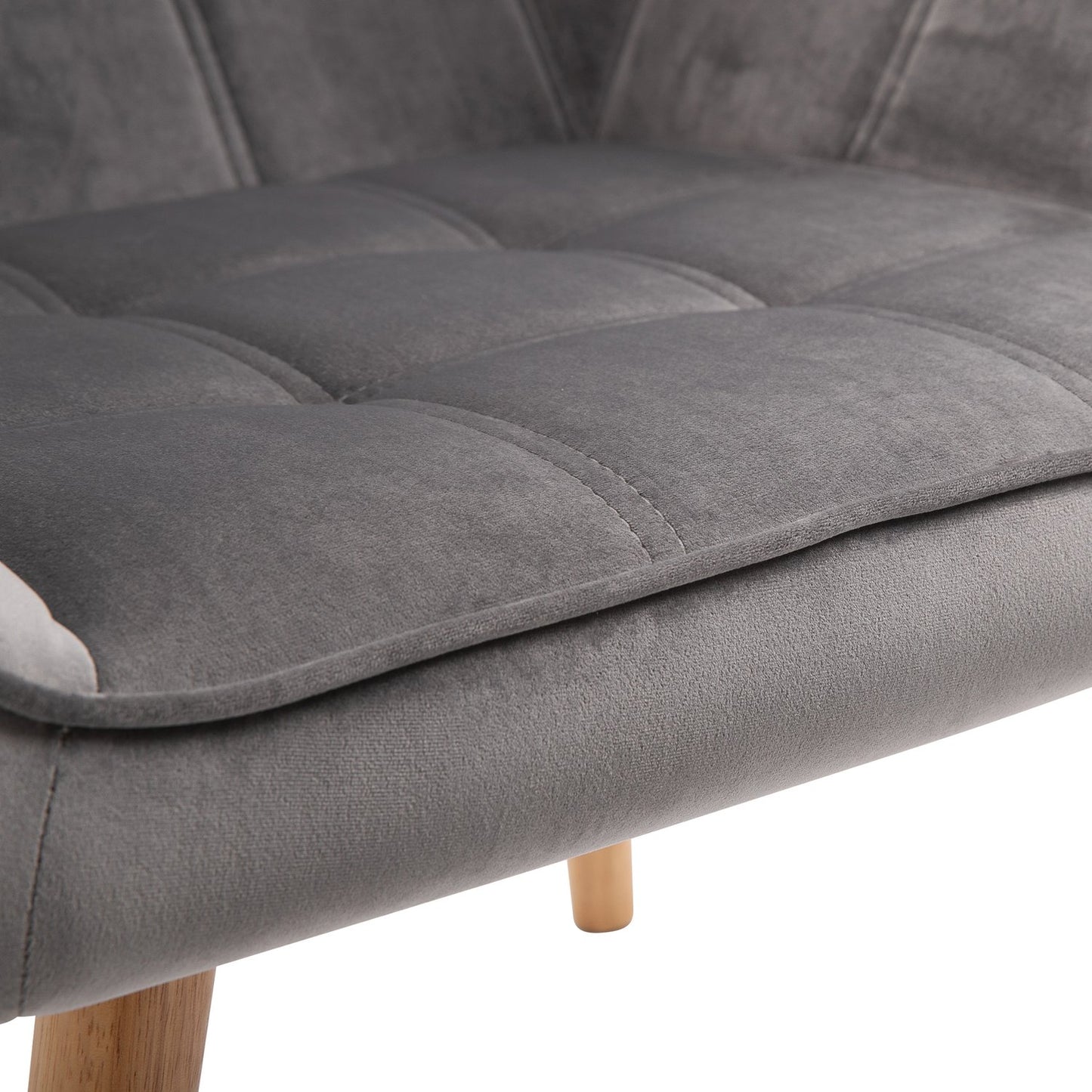 Velvet-like gray Scandinavian armchair, raised legs, 64 x 62 x 72.5 cm