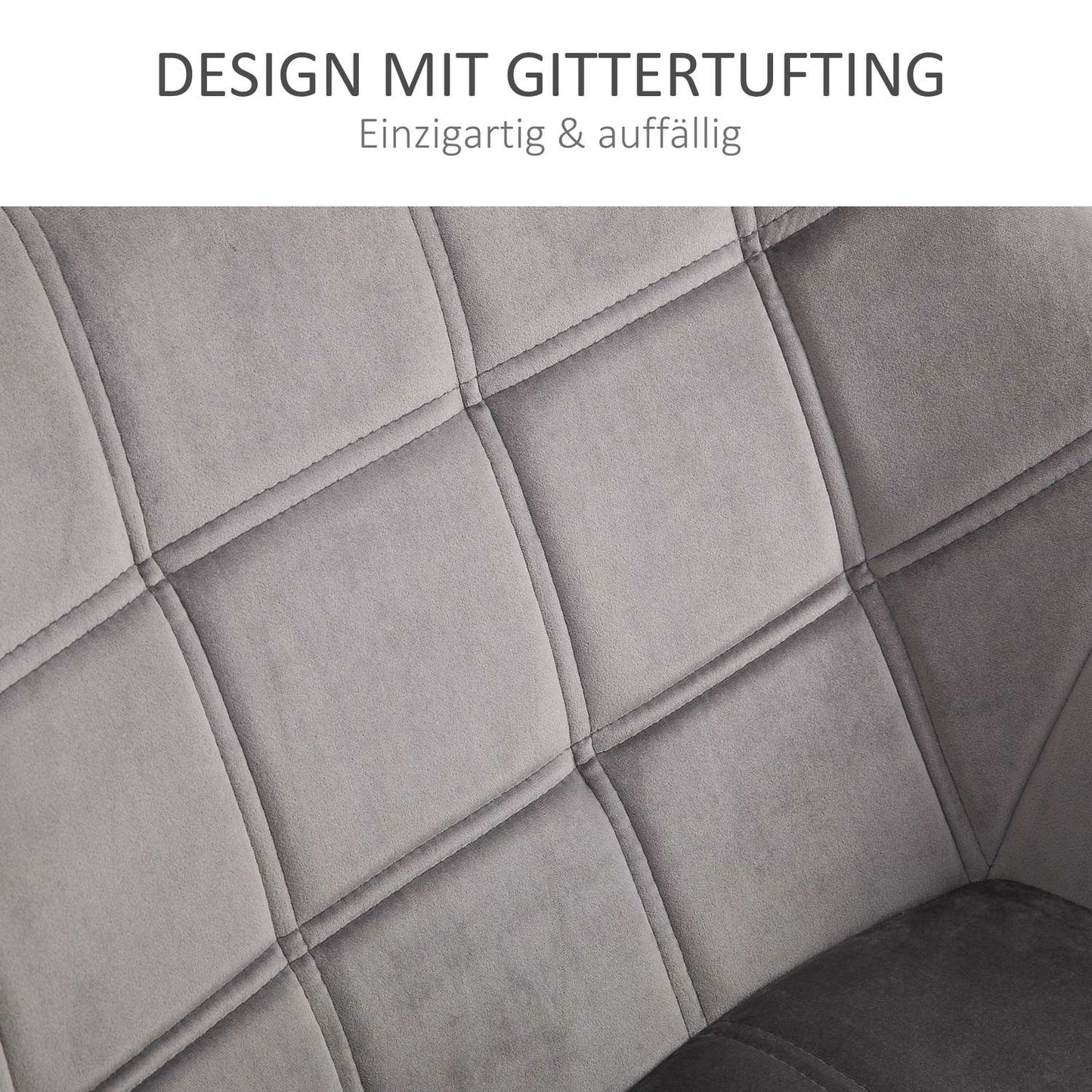Velvet-like gray Scandinavian armchair, raised legs, 64 x 62 x 72.5 cm