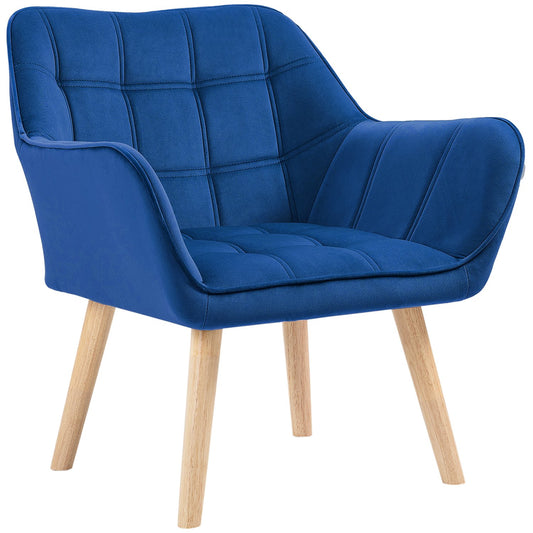 Velvet Wingback lounge chair, blue, raised legs, 67x61.5x71 cm