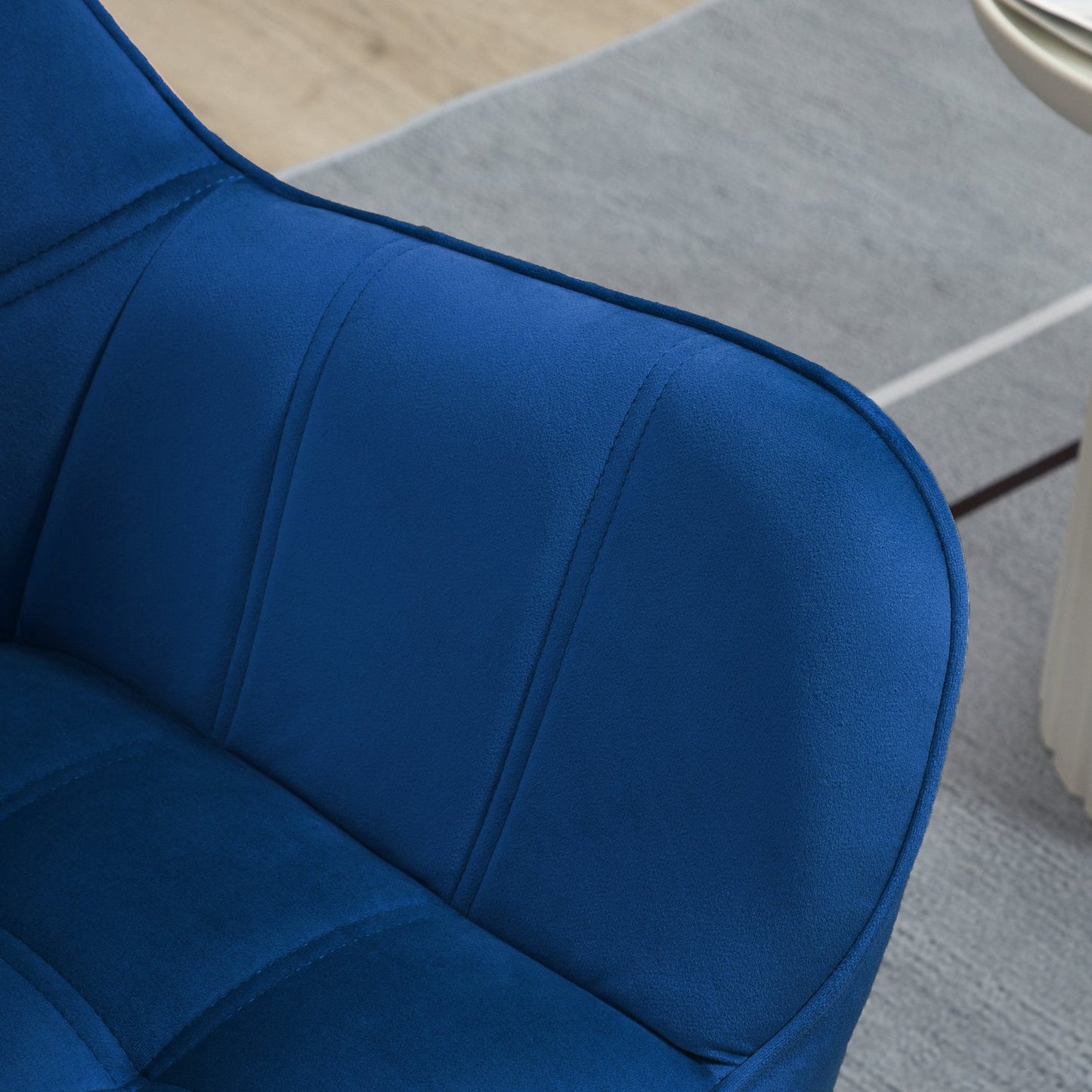Velvet Wingback lounge chair, blue, raised legs, 67x61.5x71 cm