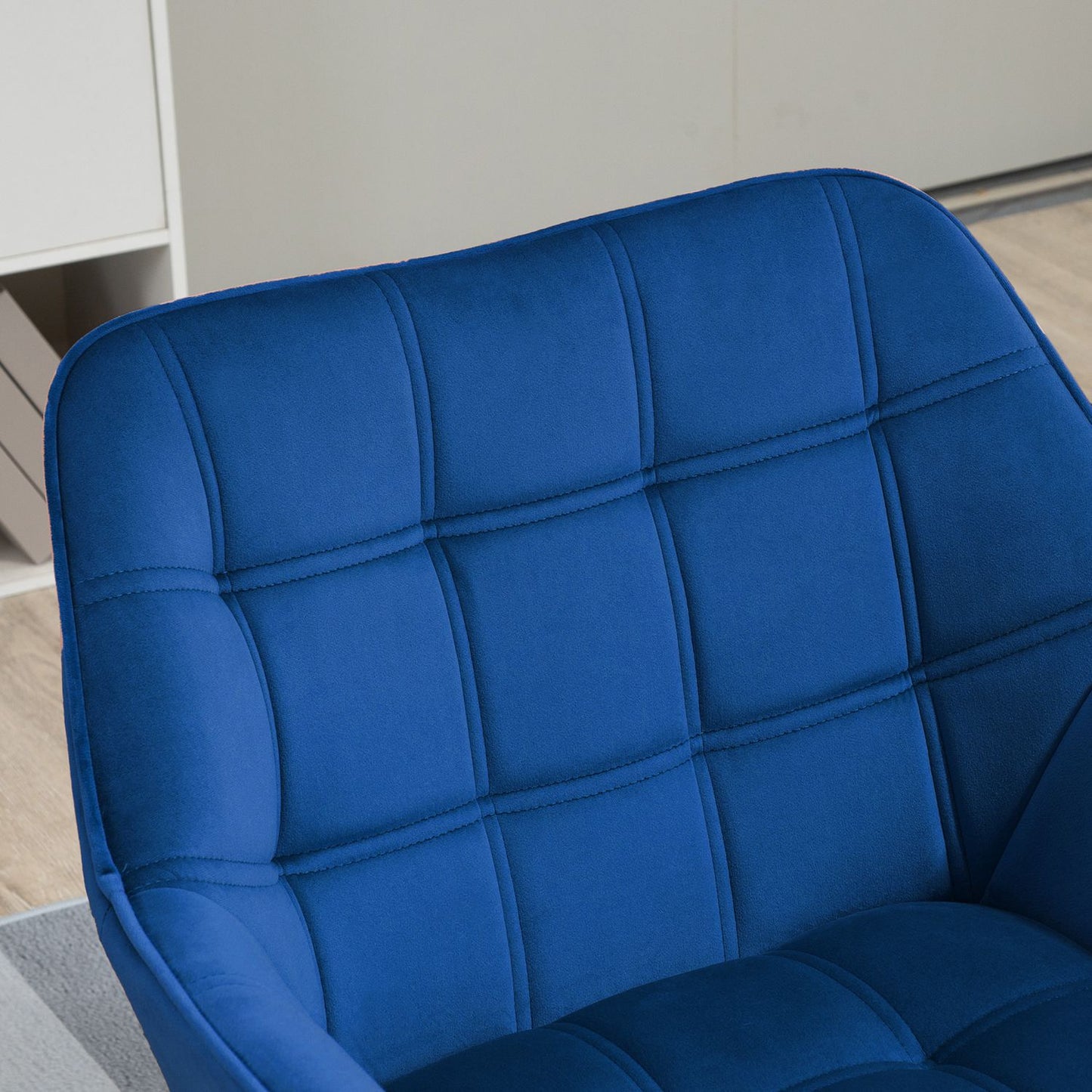 Velvet Wingback lounge chair, blue, raised legs, 67x61.5x71 cm