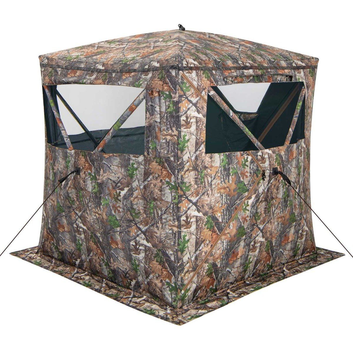 Single-sided transparent 270° hunting tent pop-up shelter for 2-3 people with silent sliding window & carrying bag hunting hideout