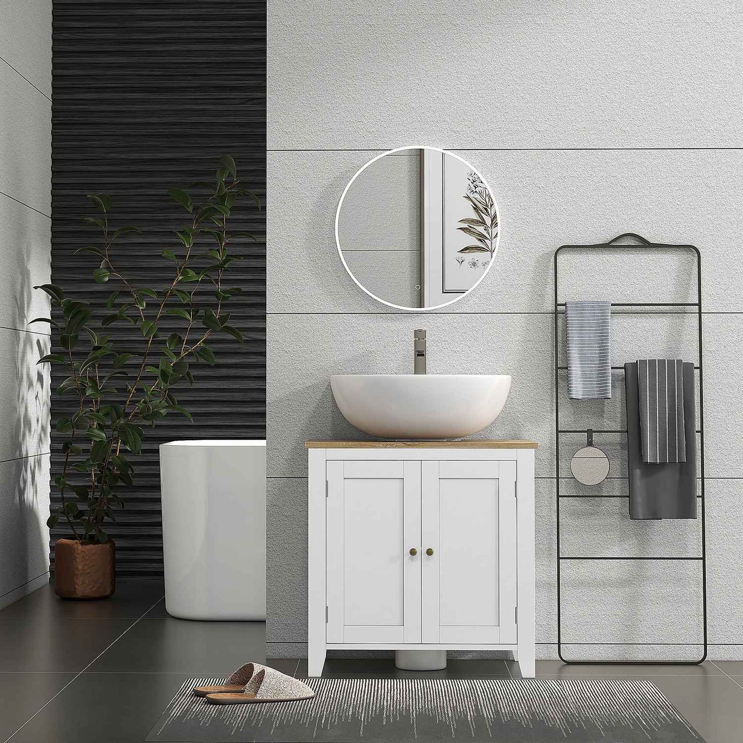Bathroom sink Base cabinet, adjustable shelf, 60x30x60 cm
