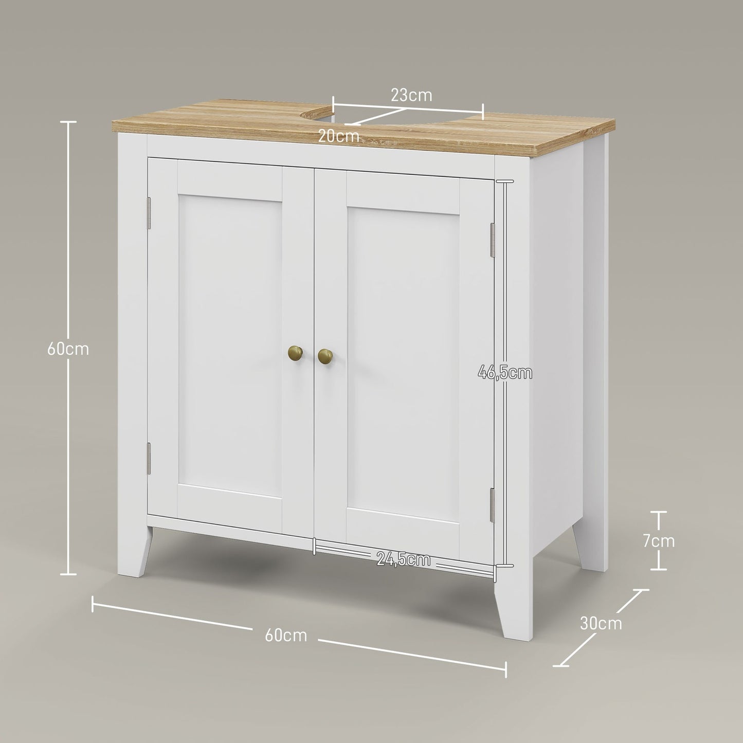 Bathroom sink Base cabinet, adjustable shelf, 60x30x60 cm
