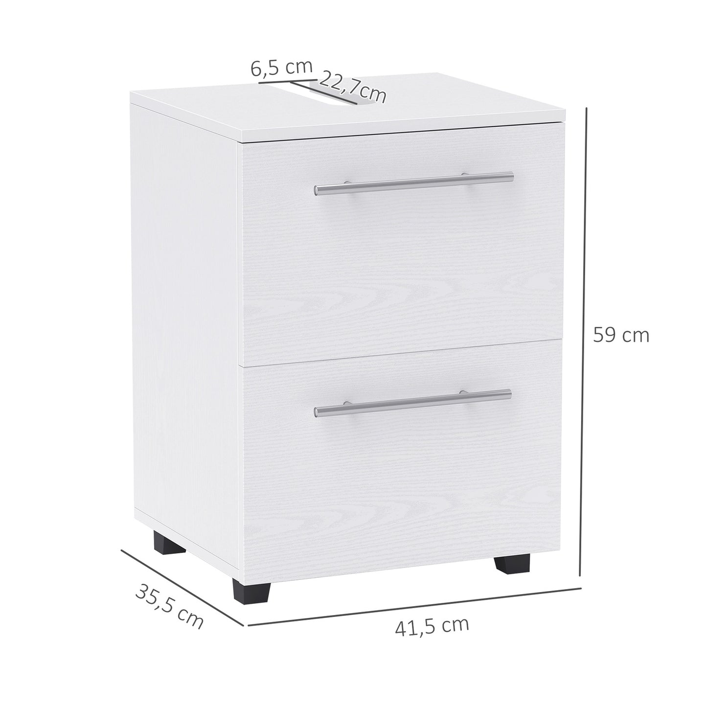 Bathroom base cabinet with drawer and tilt protection