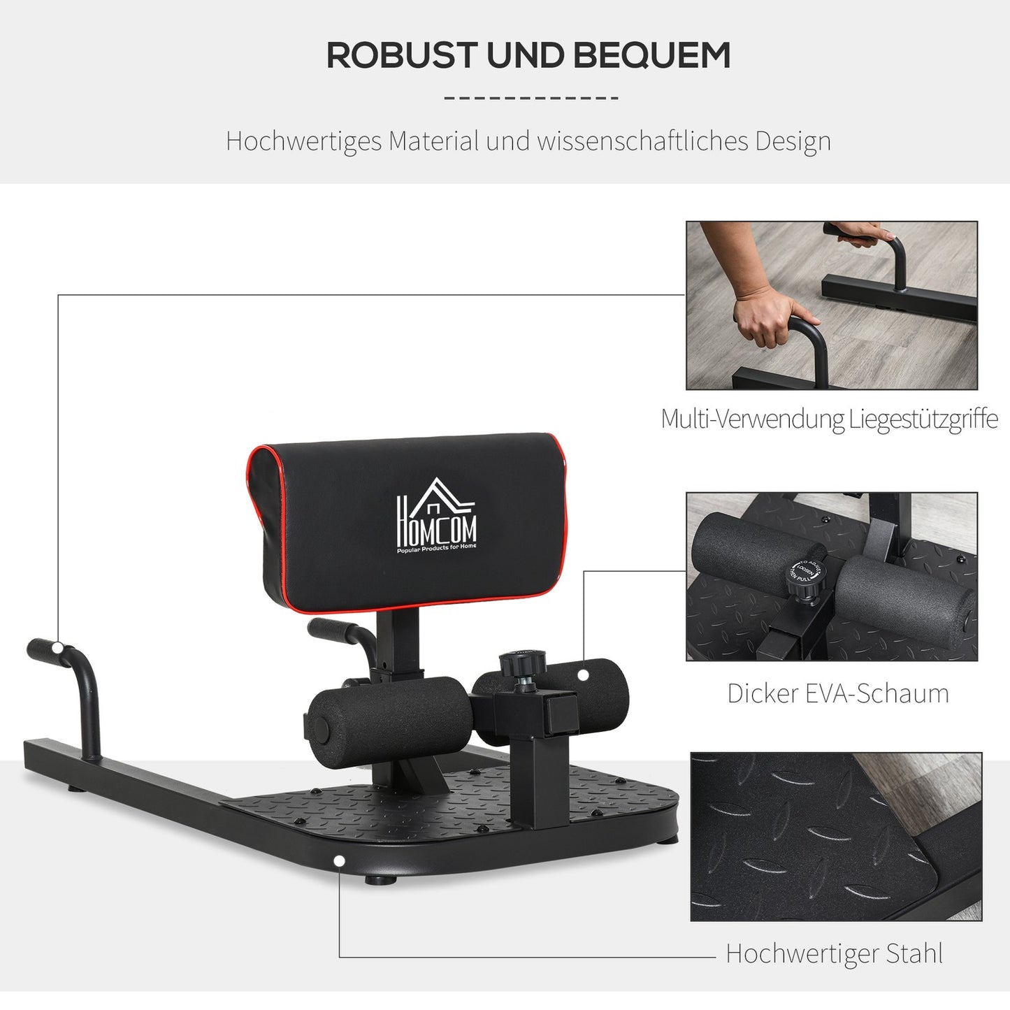 Adjustable 3-in-1 Sissy Squat & Leg Trainer, steel, black