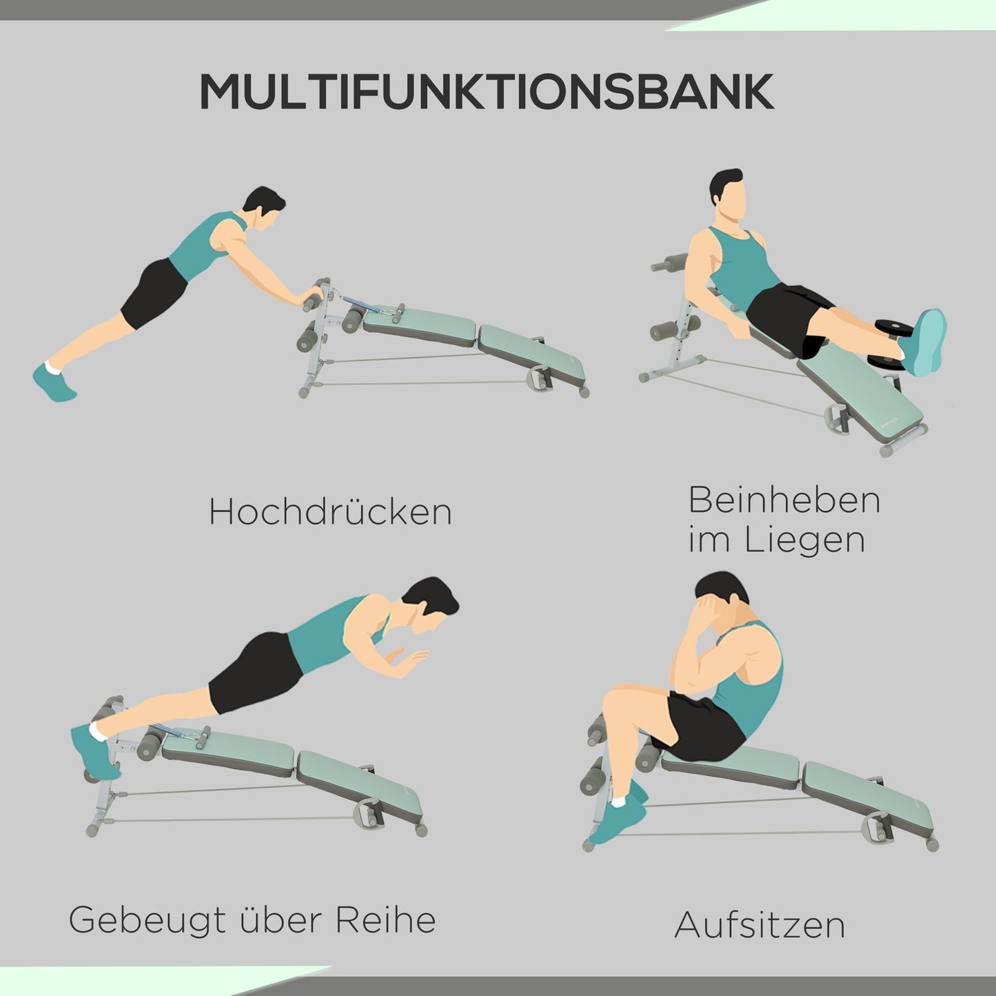 Folding bench - Adjustable with resistance bands