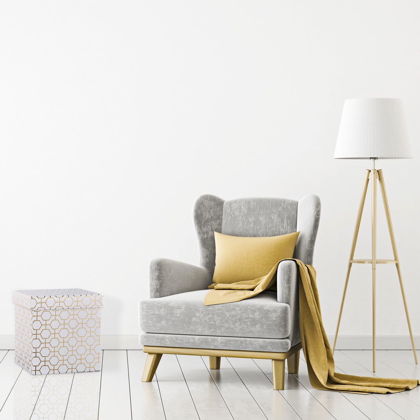 Sitting cube in white-gold