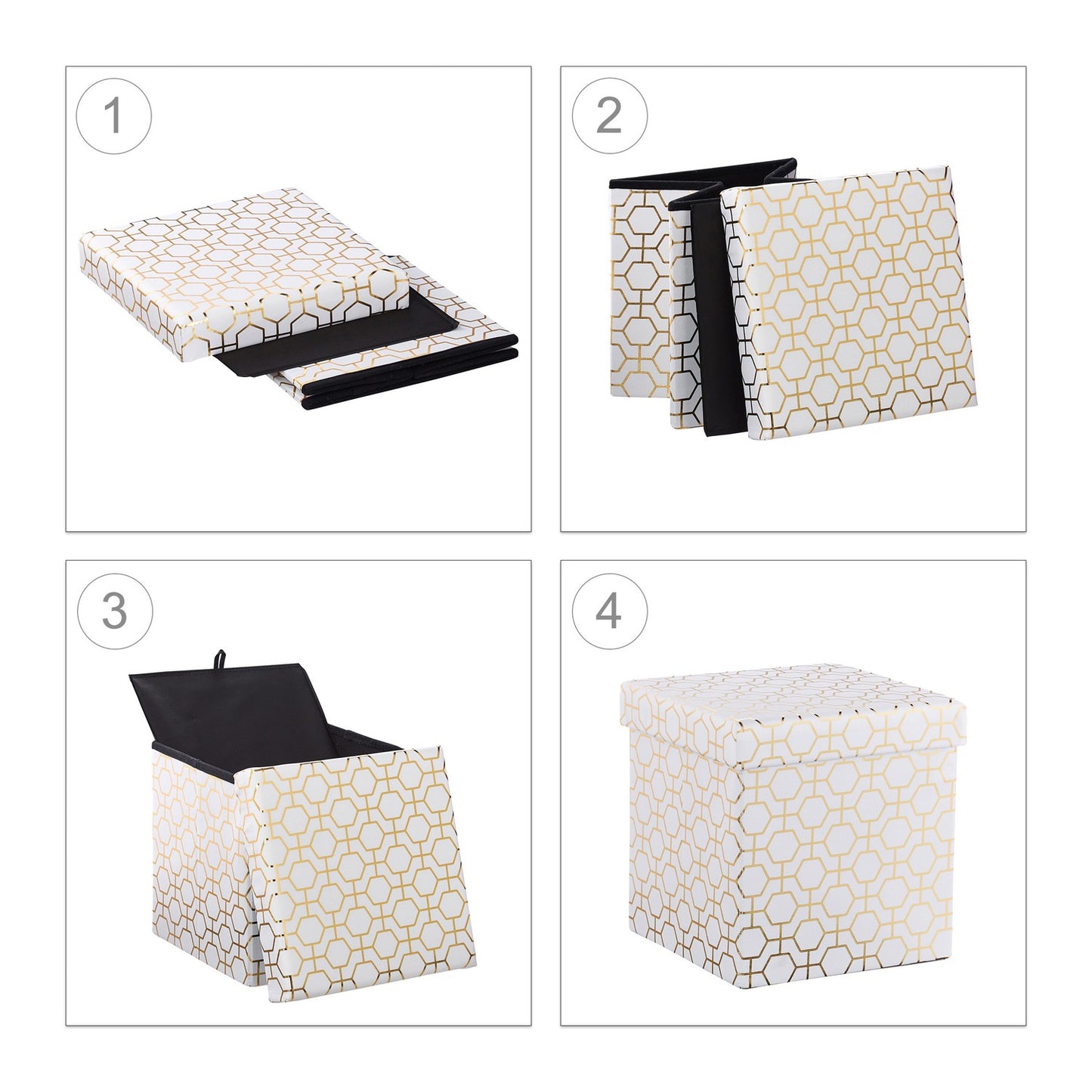 Sitting cube in white-gold