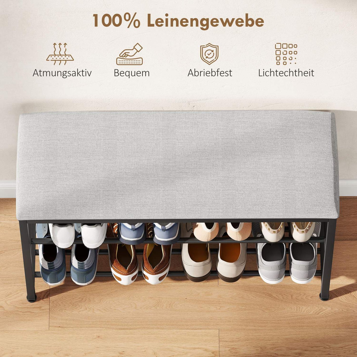 Sitzbank mit Stauraum, Schuhregal, Schwarz, 81x31x50 cm