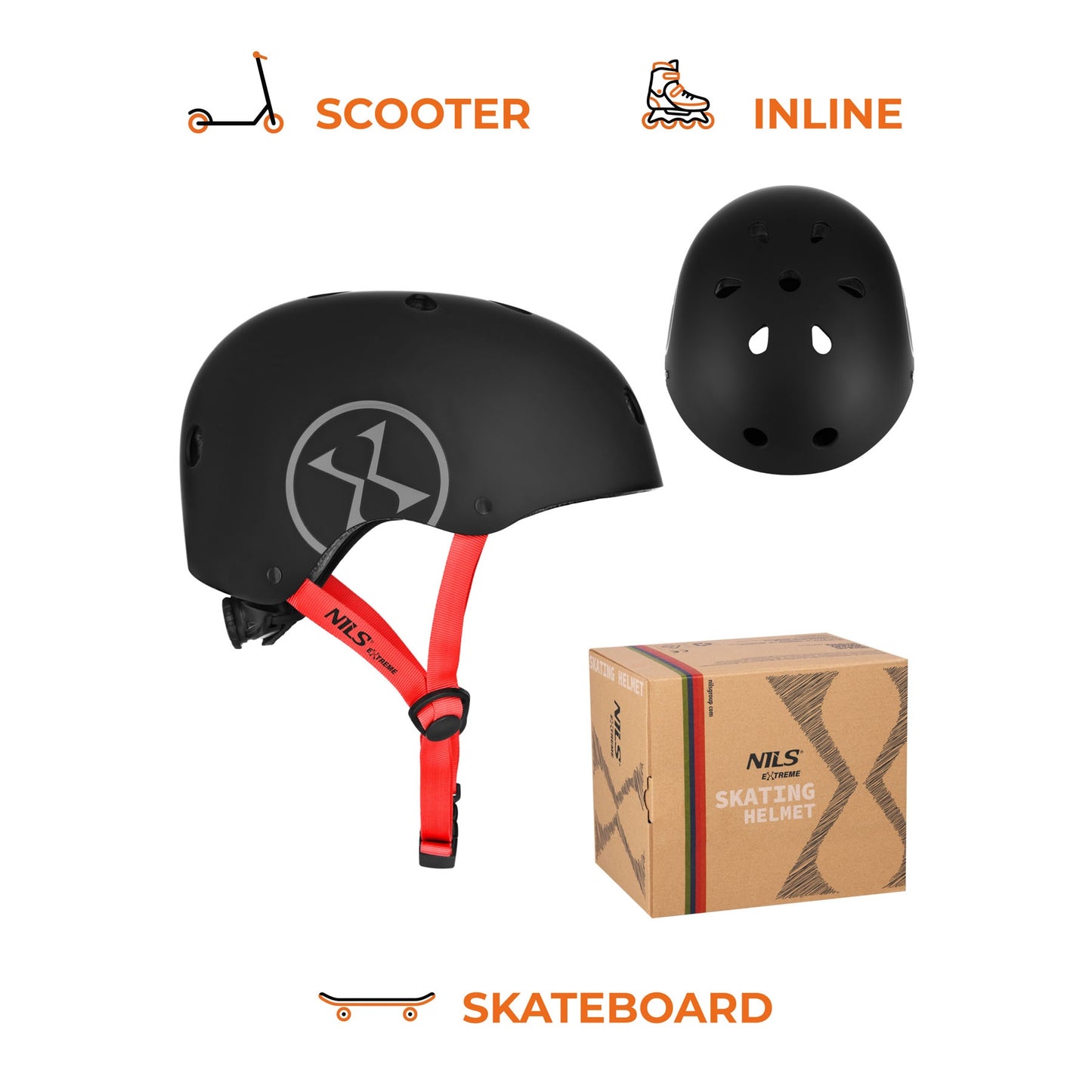 Skate Helmet, Black, Size M 55–58 cm, Dial Fit
