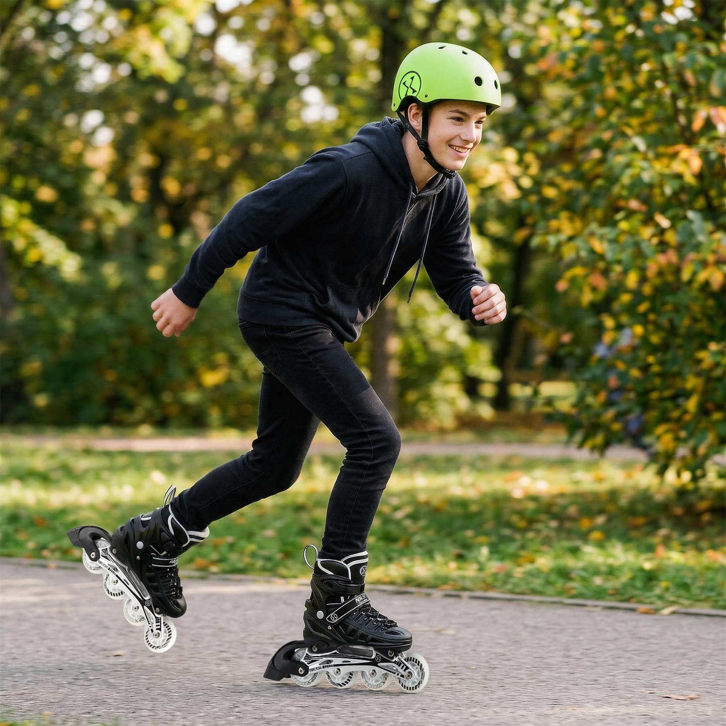 Skate Helmet, Green, Size S 52–56 cm, Dial Fit