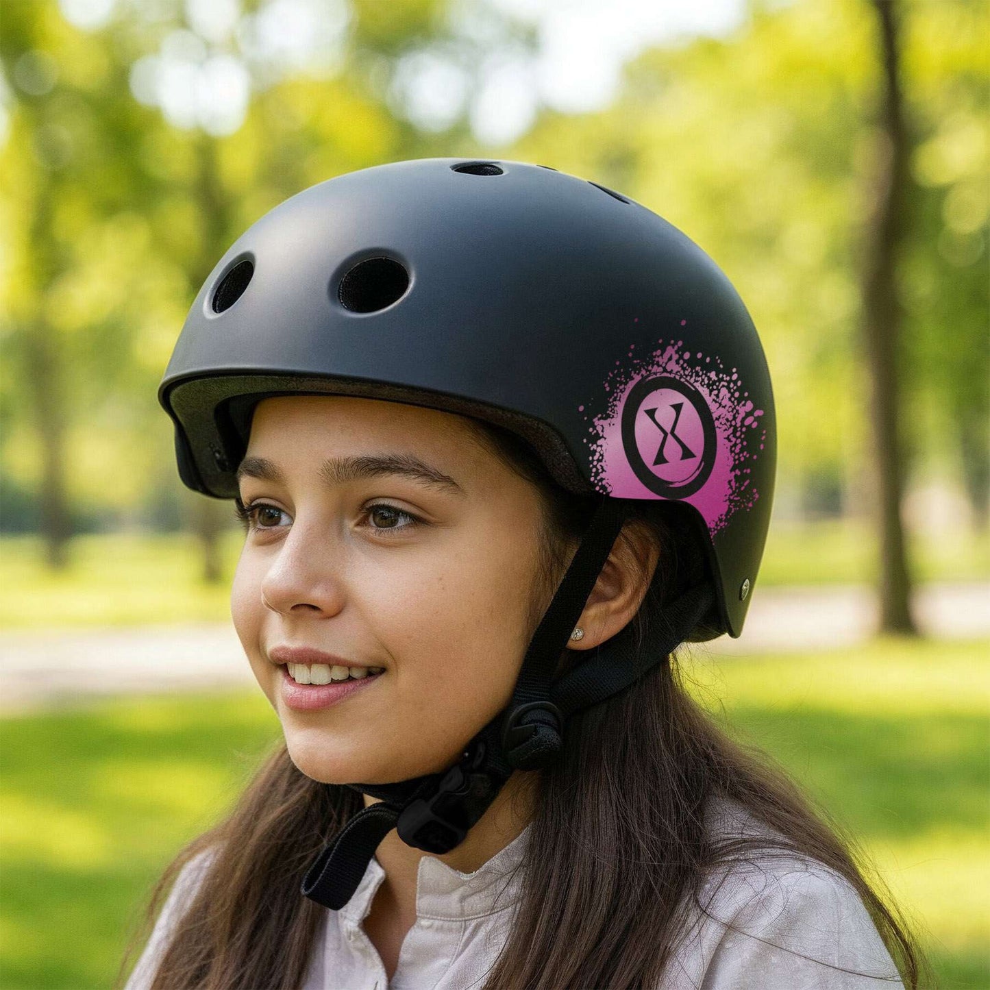 Skate Helmet, Pink, M 55–58 cm, Dial Fit, 11 Vents