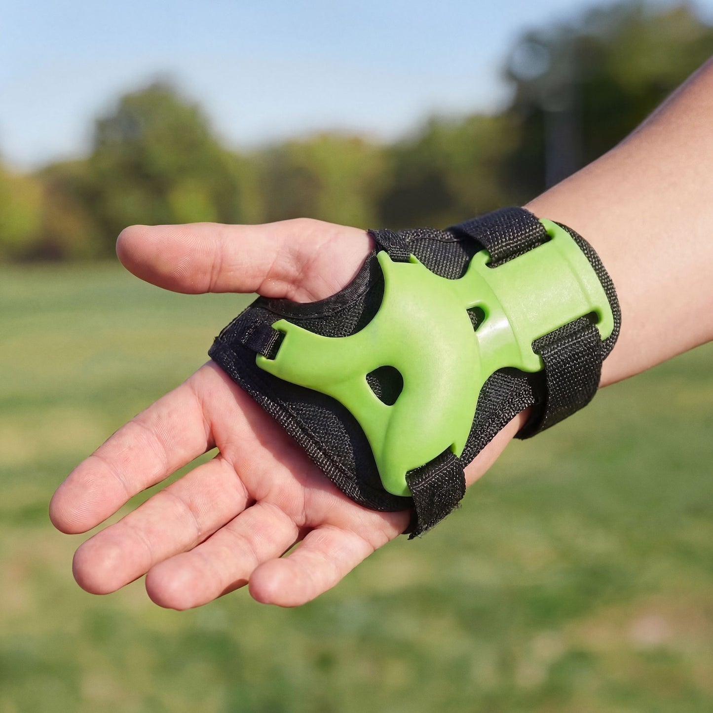 Skate Pad Set, Wrist Elbow Knee, Green, Size L