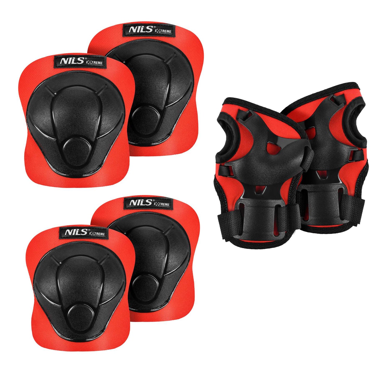Skate Protective Gear Set – Wrist Elbow Knee Pads, Red S