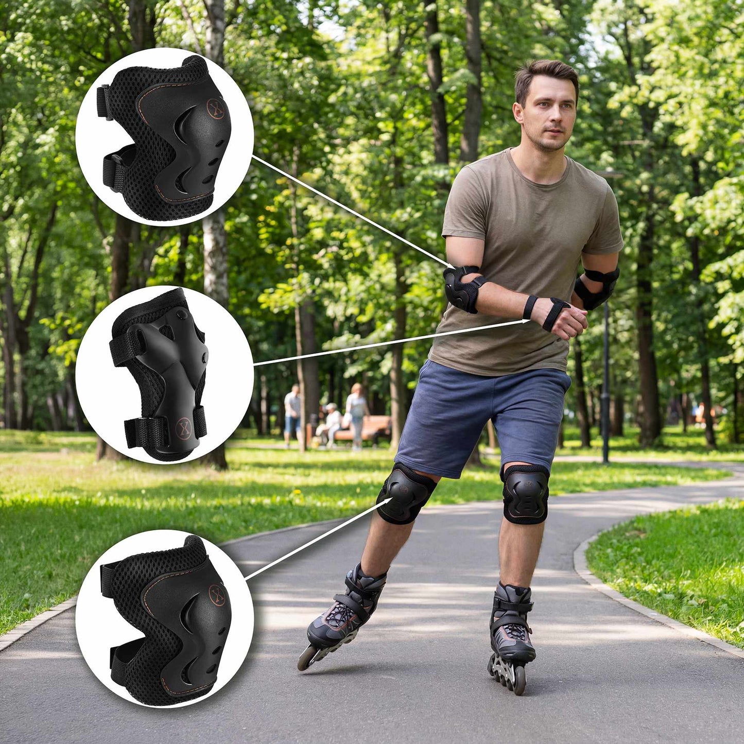 Skate Protective Gear Set, Wrist Elbow Knee Pads, Size S