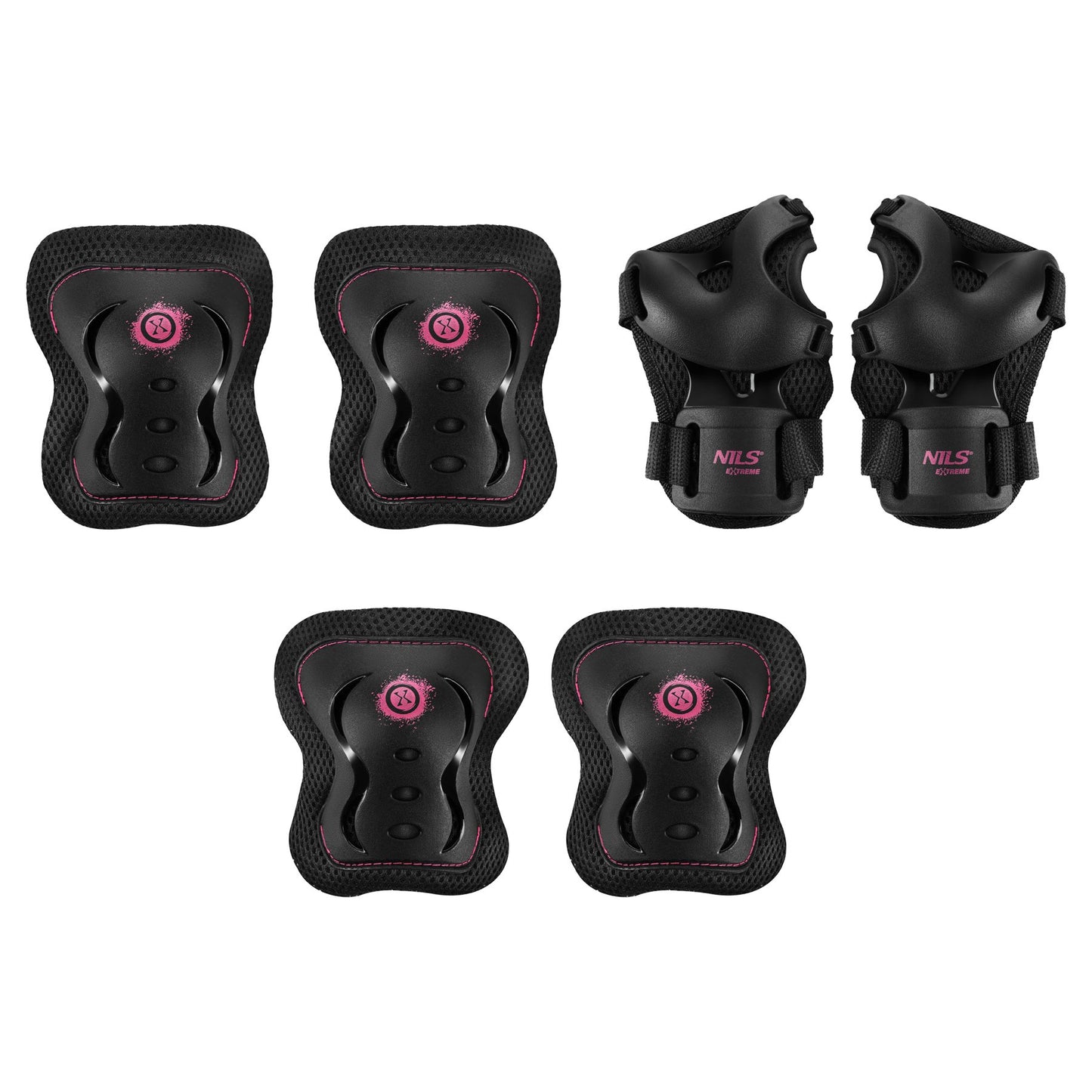Skate Protective Gear Set, Wrist Elbow Knee, Pink S