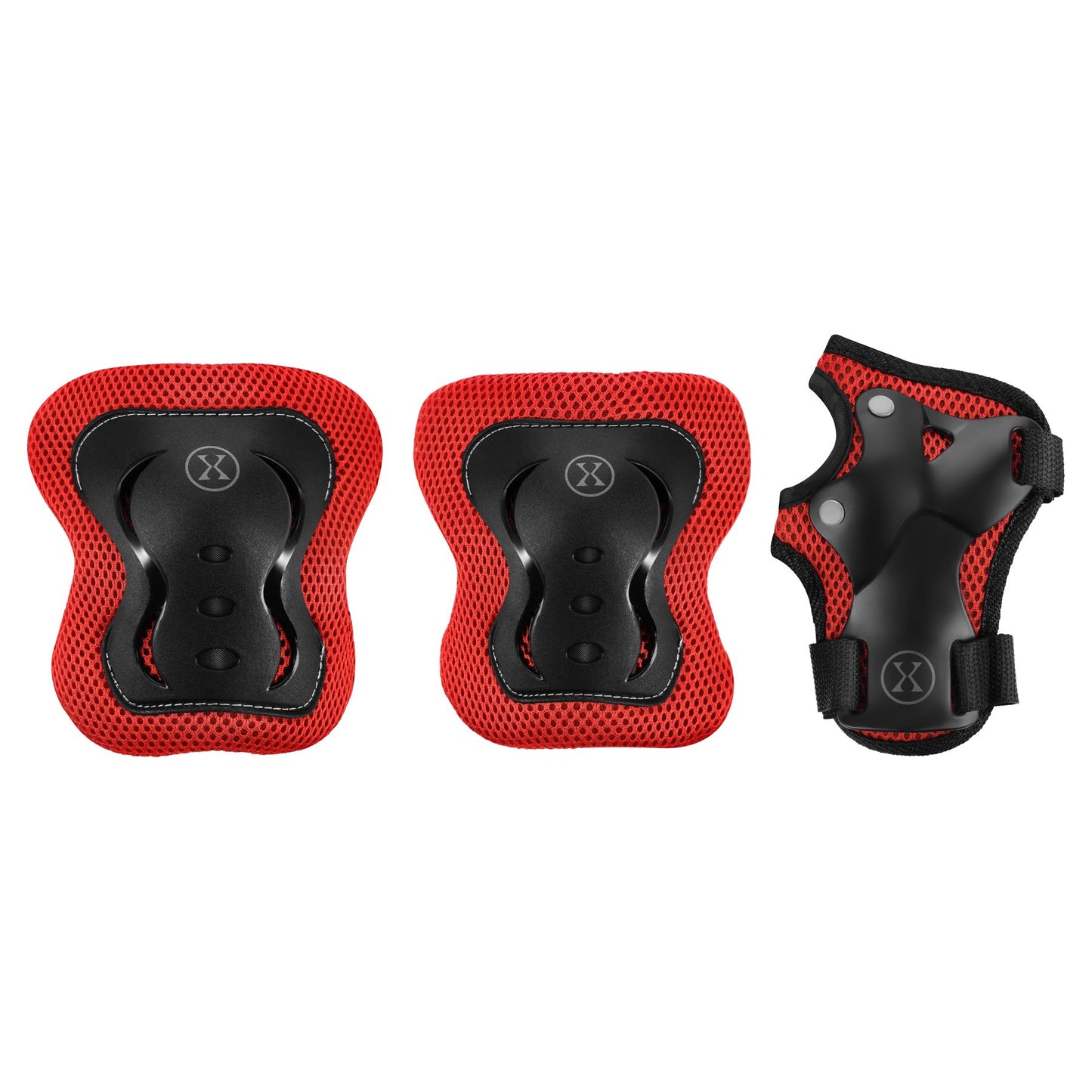 Skate Protective Gear Set, Wrist Elbow Knee, Red L