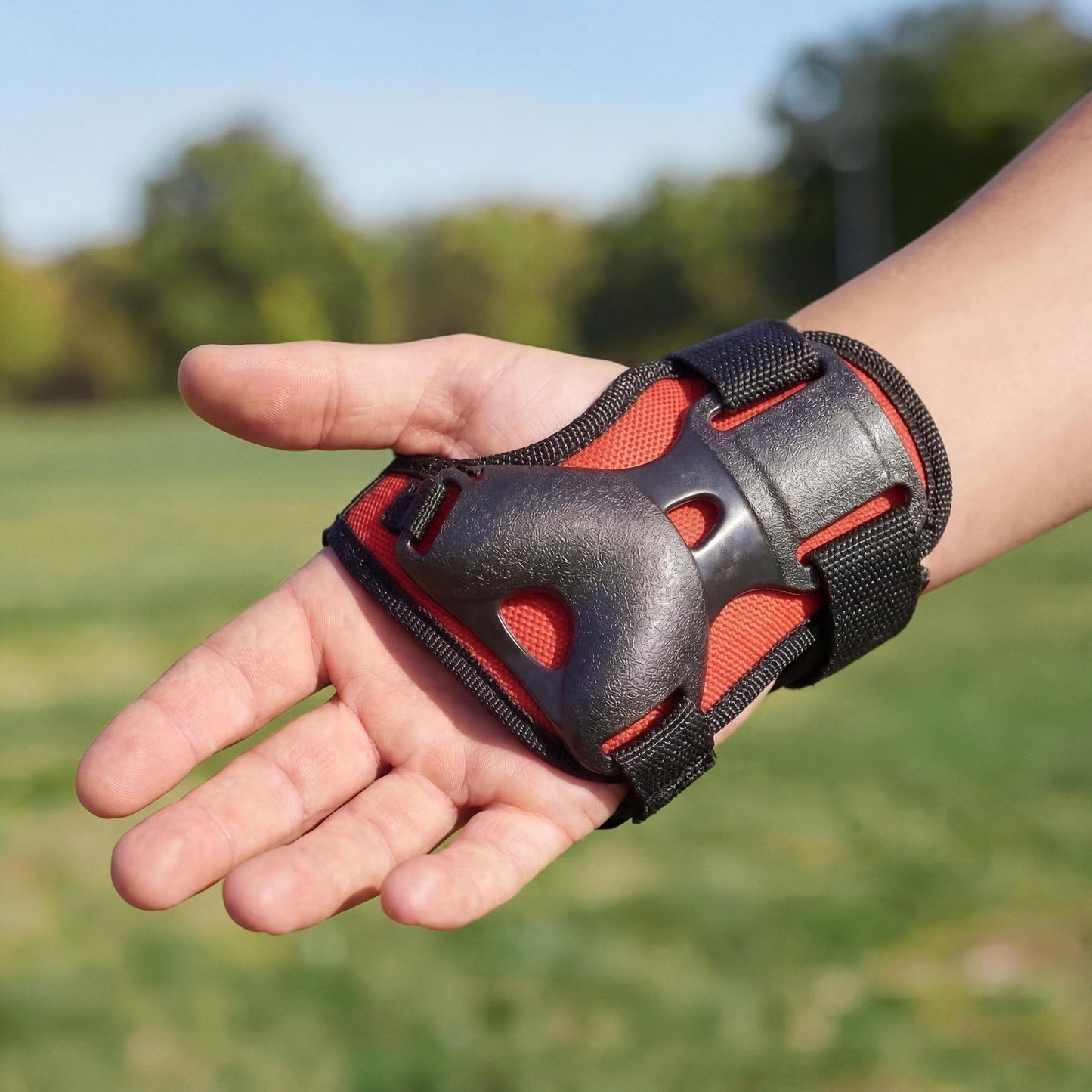 Skate Protective Gear Set, Wrist Elbow Knee, Red L