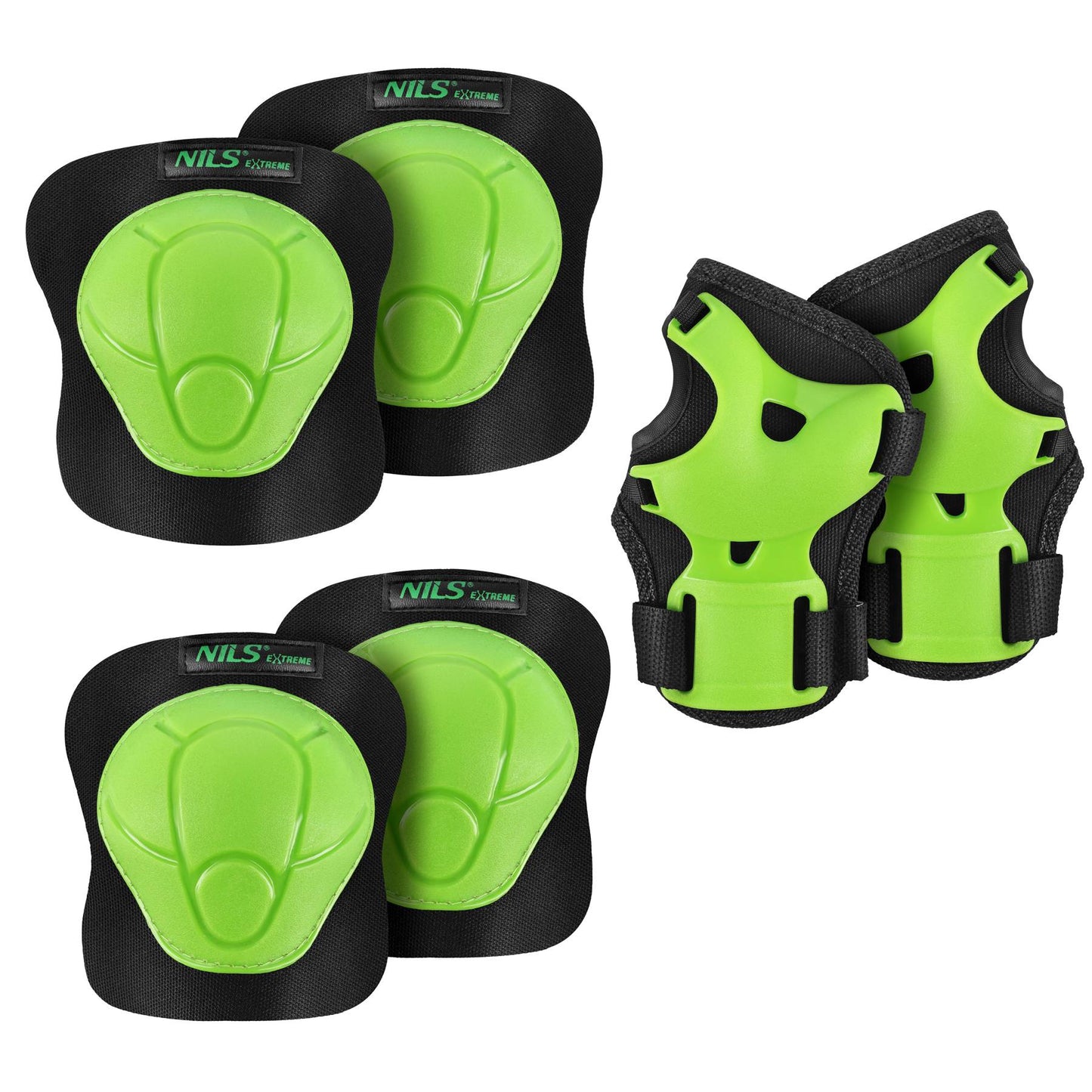 Skate Protective Pad Set, Wrist Elbow Knee, Green S