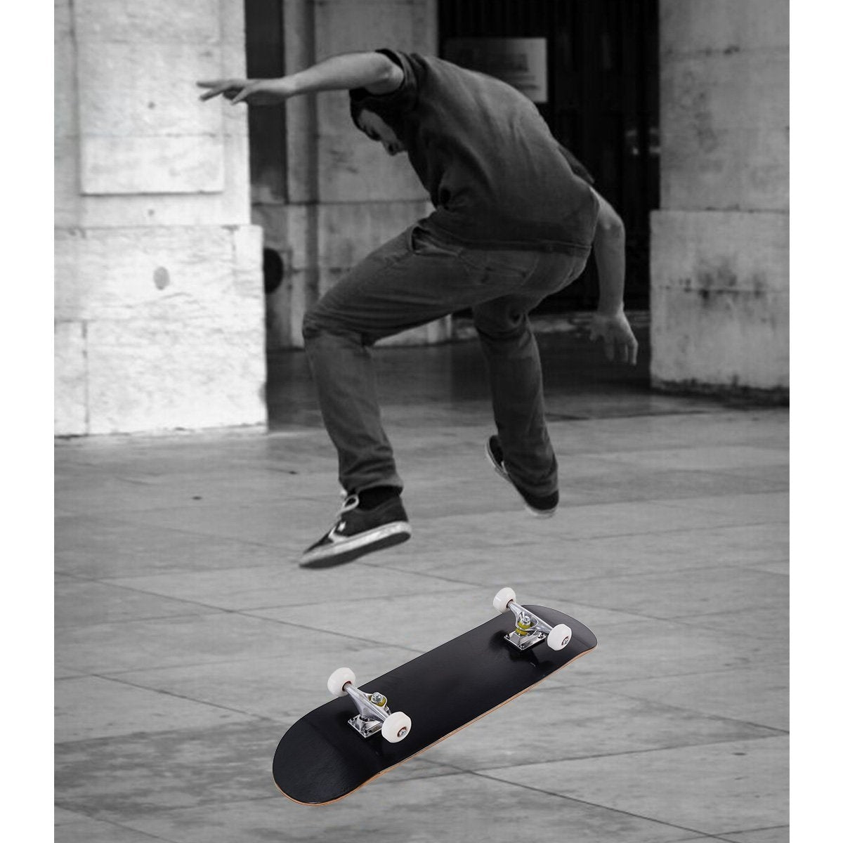 Skateboard Mini Cruiser, 20x79cm, Black, Wood Deck