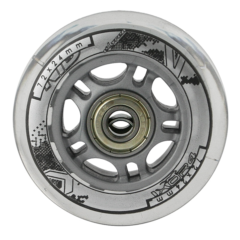Skateboard Wheels 72x24 82A, Transparent, ABEC-7 Bearings Set