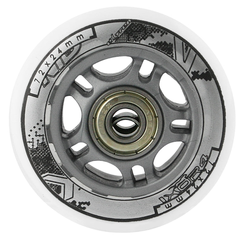 Skateboard Wheels 72x24 82A White, ABEC-7 Bearings Set