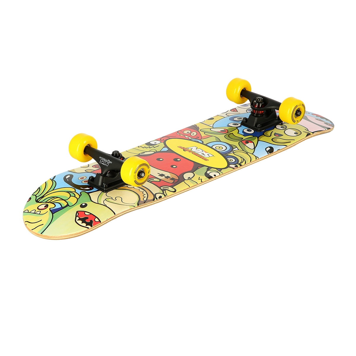 Skateboard with Colorful Worms Design, Single Deck
