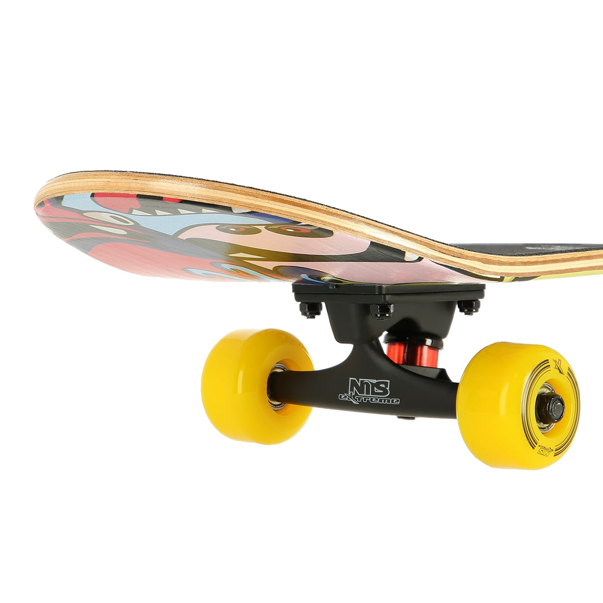 Skateboard with Colorful Worms Design, Single Deck