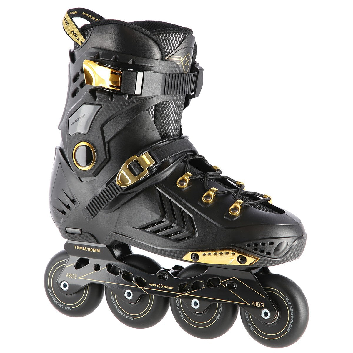 Slalom In-Line Skates, Black-Gold, Size 39