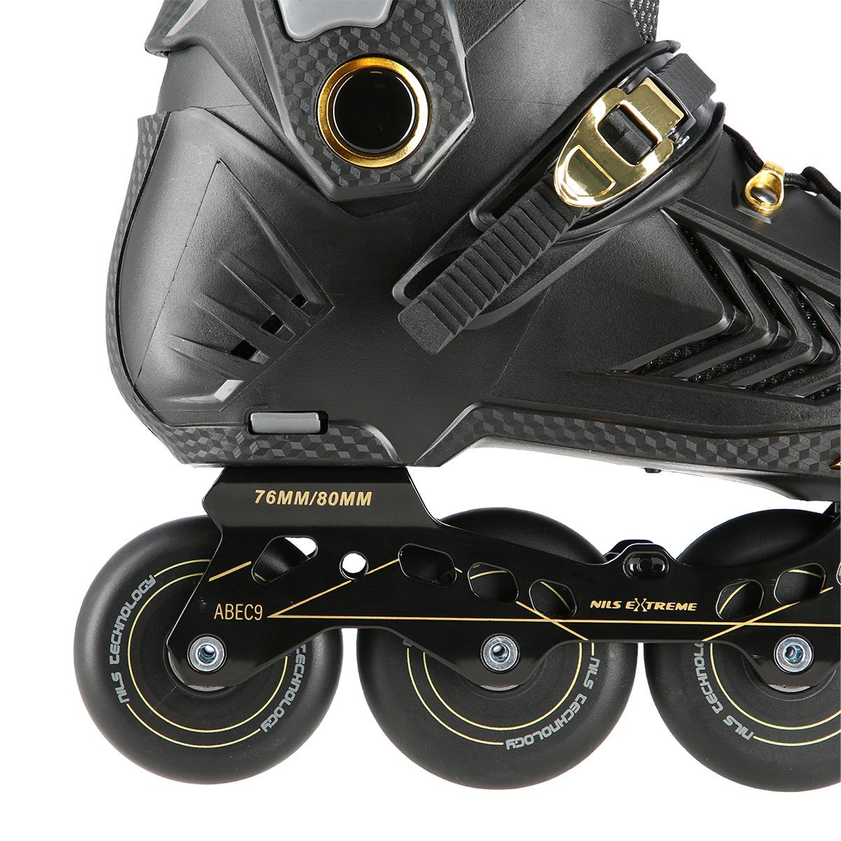 Slalom In-Line Skates, Black-Gold, Size 39