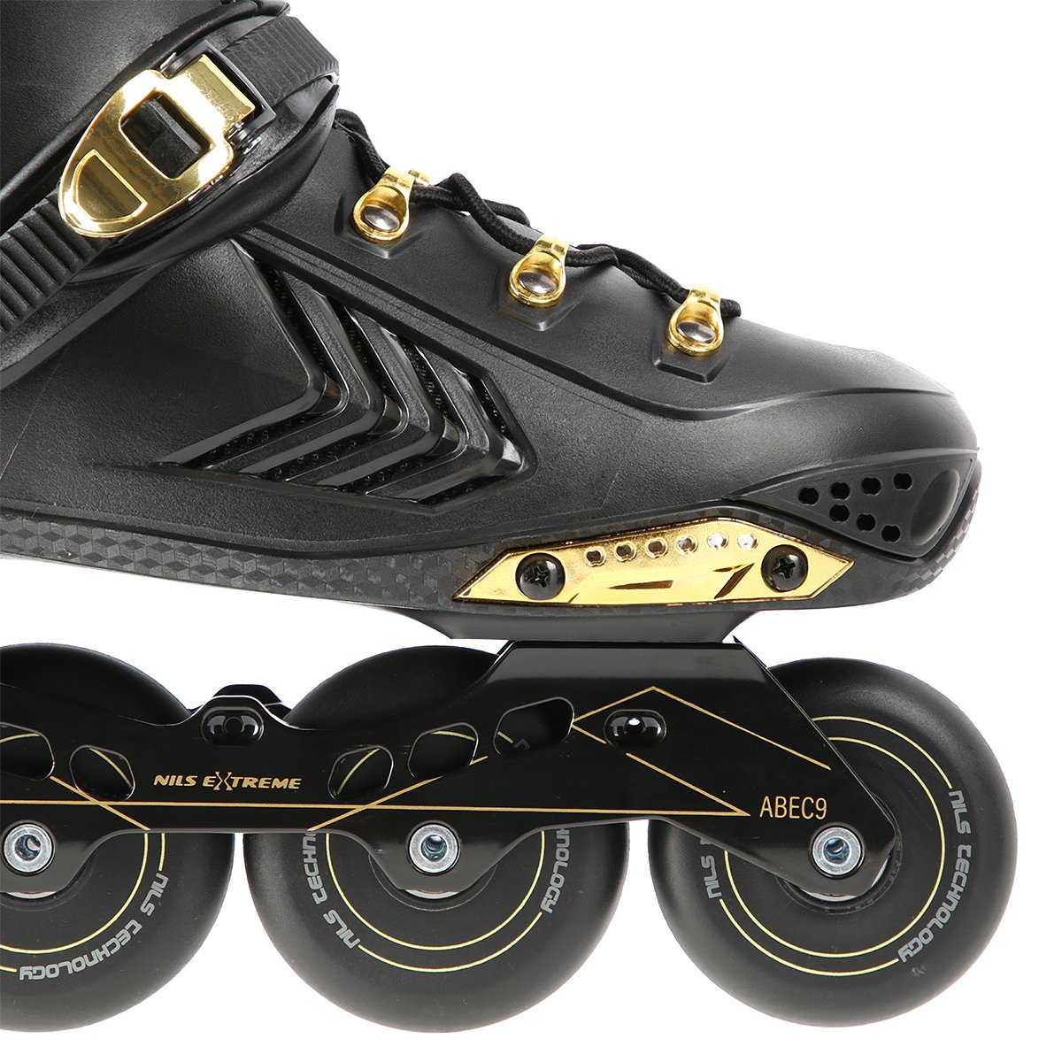 Slalom In-Line Skates, Black-Gold, Size 39