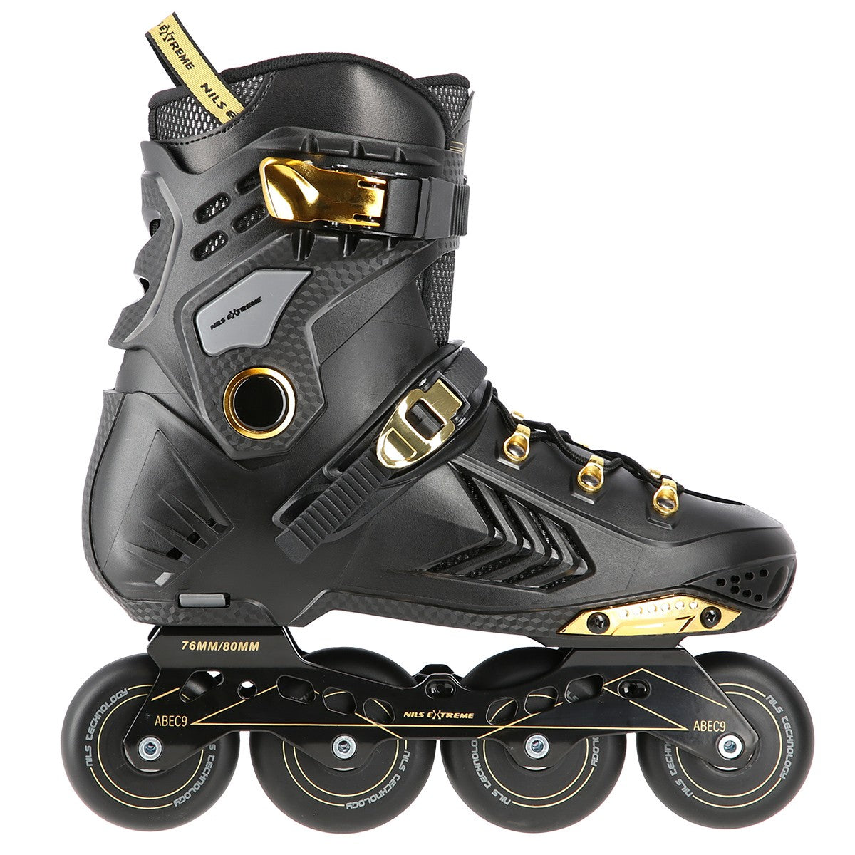 Slalom In-Line Skates, Black-Gold, Size 39