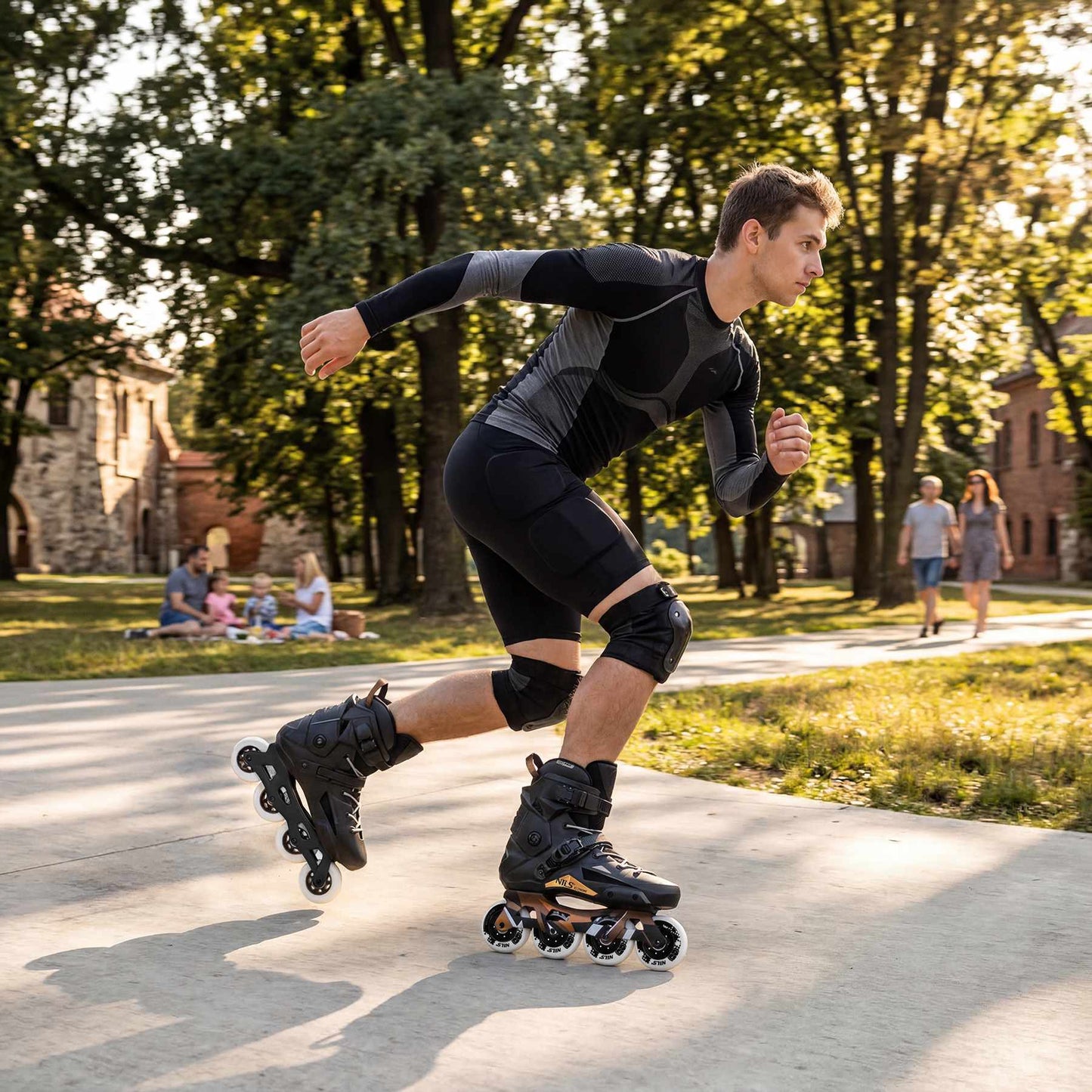 Slalom Inline Skates, Black, Size 47, 80mm Wheels