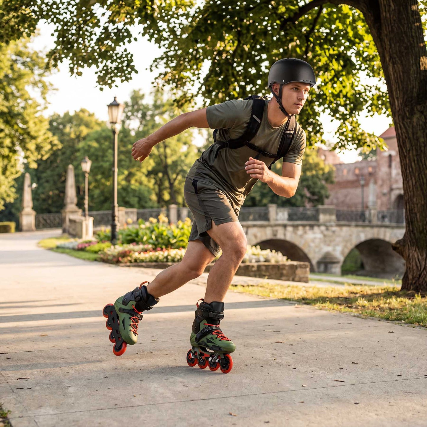 Slalom Inline Skates, Green, Size 38, 80mm