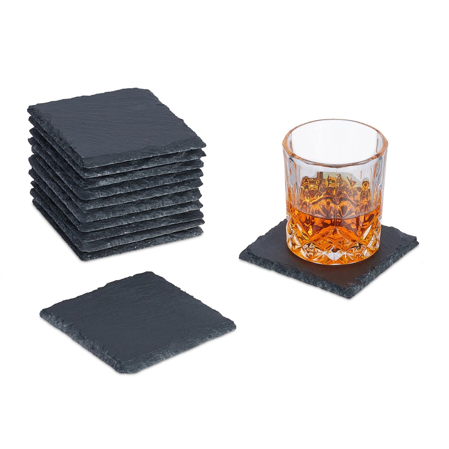 Slate Coasters Set of 12 – 10x10 cm Square Plates