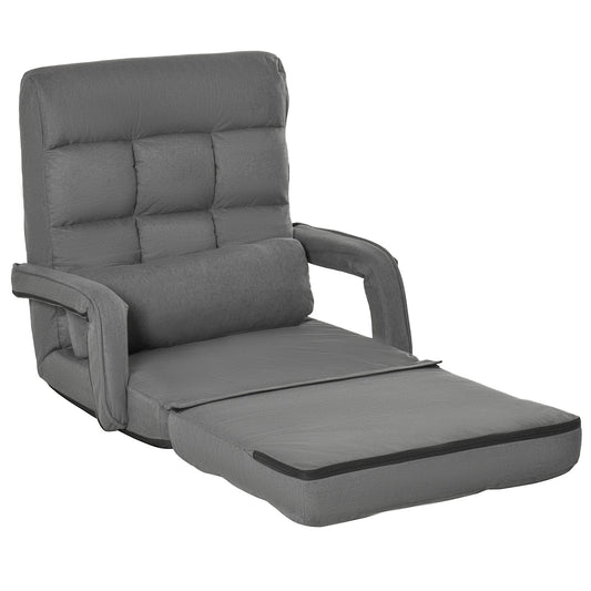 Sleeper Chair, 5-Way Adjustable, Dark Grey Linen-Look