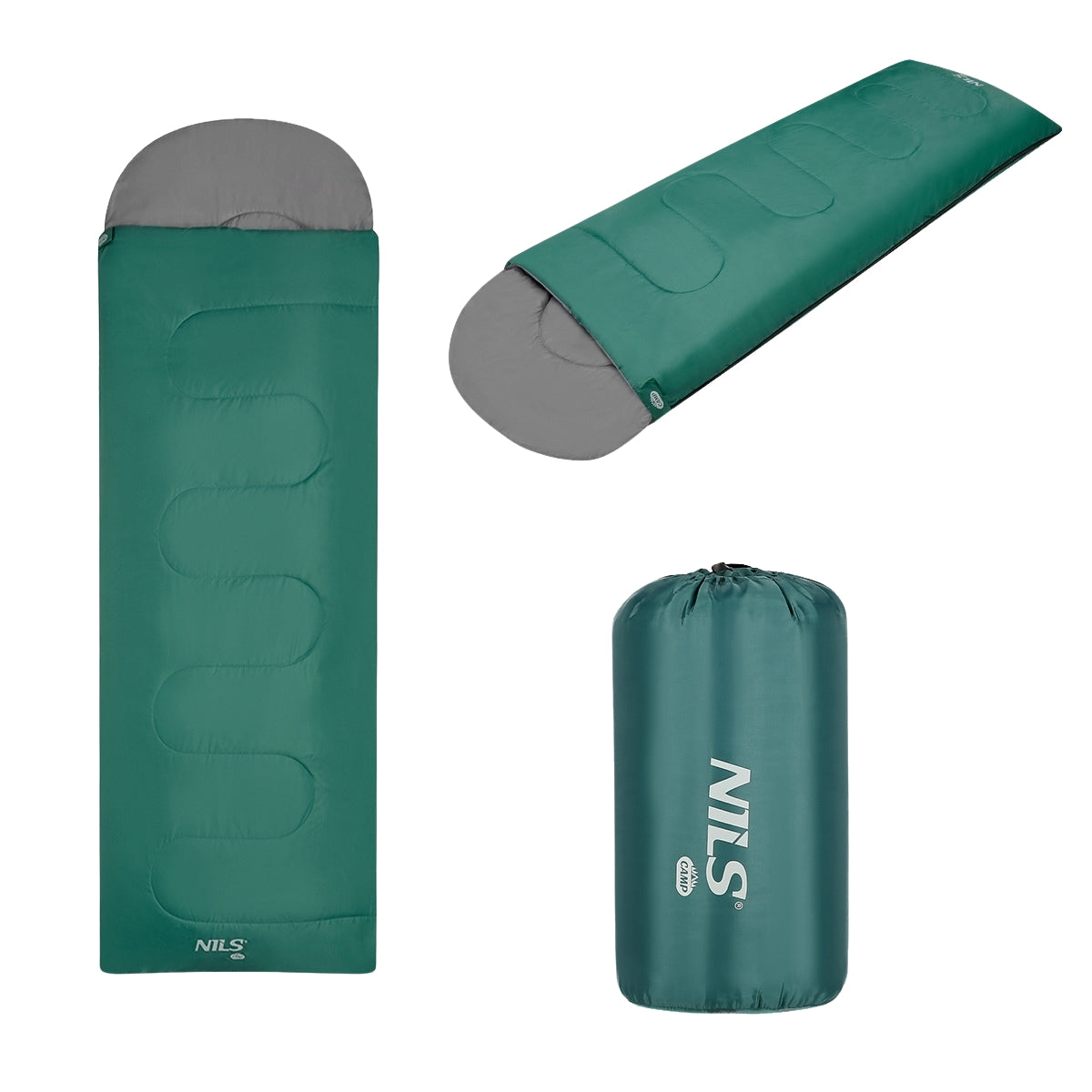 Sleeping Bag, Green-Gray, Size L, Lightweight