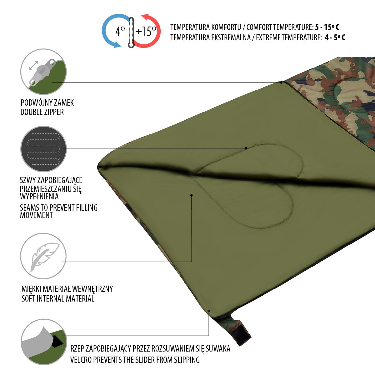Sleeping Bag, Lightweight, Compact, Outdoor Camping