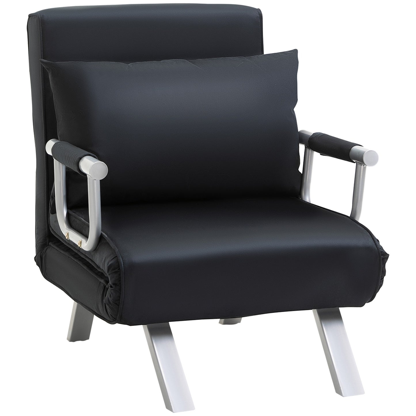 Folding sofa bed chair, black - adjustable, 120 kg capacity