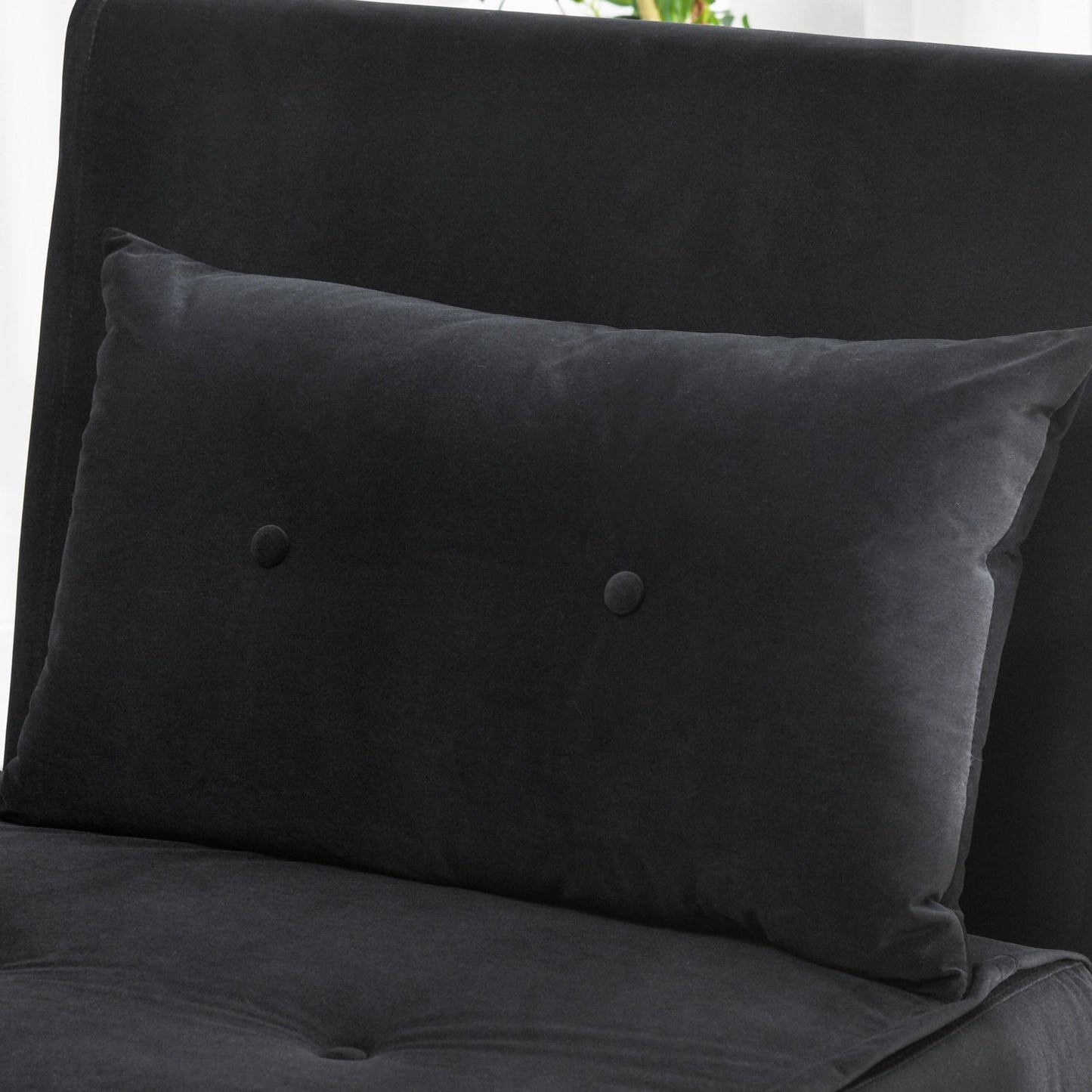 Velvet Folding Sofa Chair Bed with Cushion, Black, 77x88x83Cm