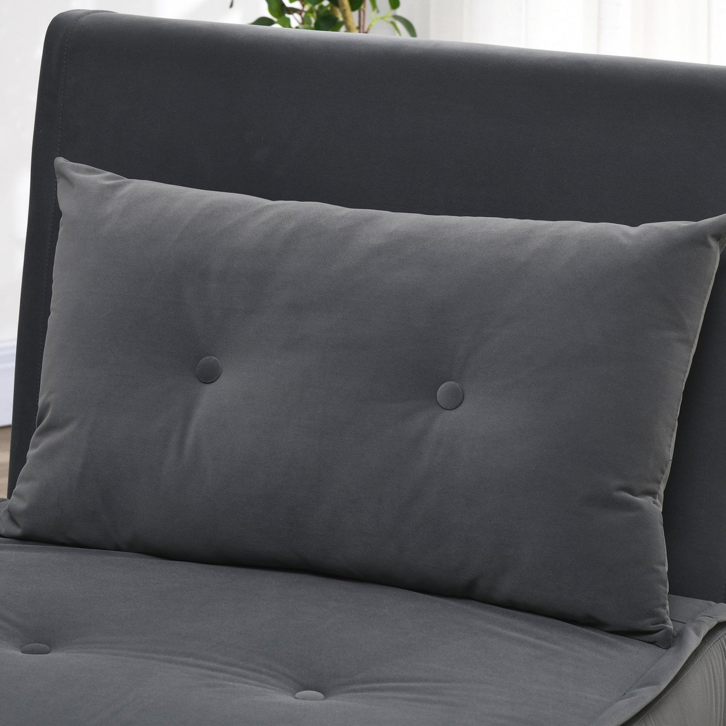 Folding Velvet sofa Chair bed - Dark gray cushion, 77x88x83 cm