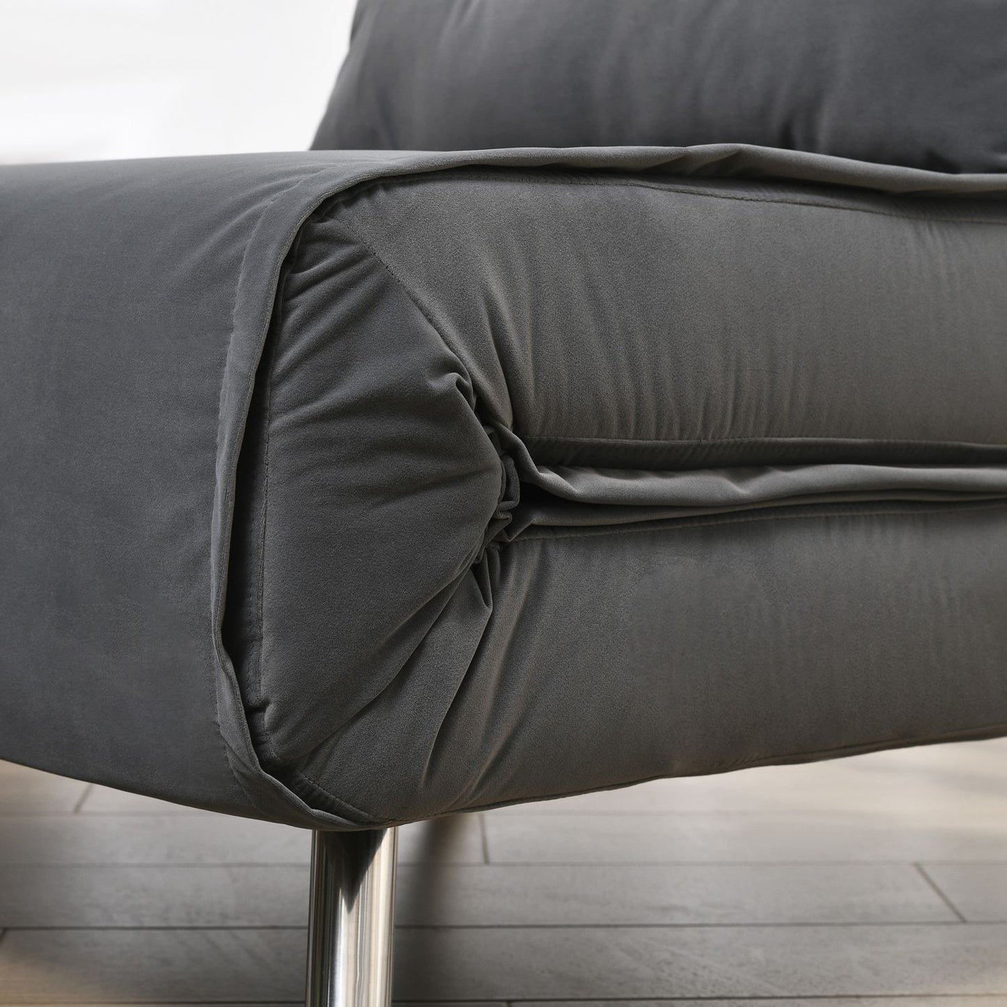 Folding Velvet sofa Chair bed - Dark gray cushion, 77x88x83 cm