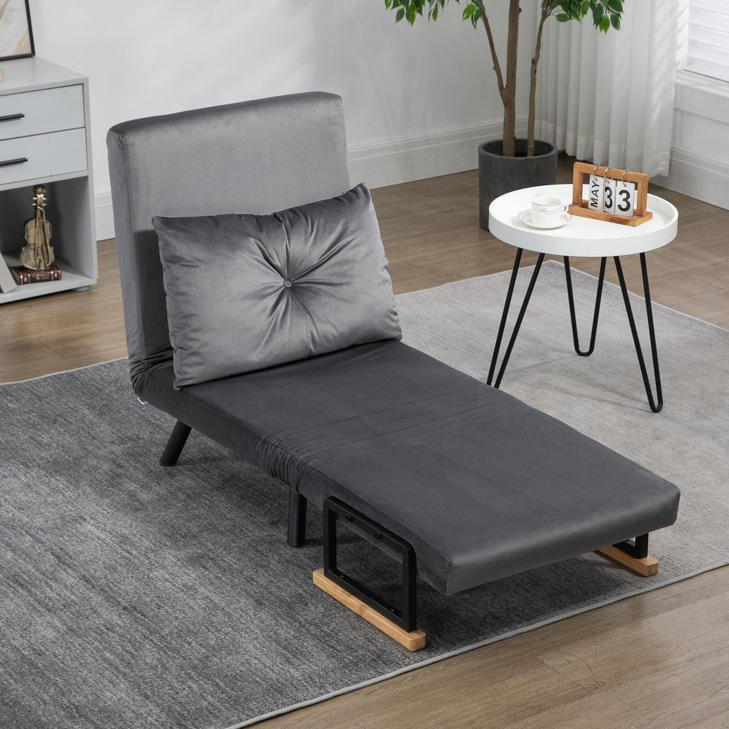 Adjustable sleeper, velvet look, dark grey