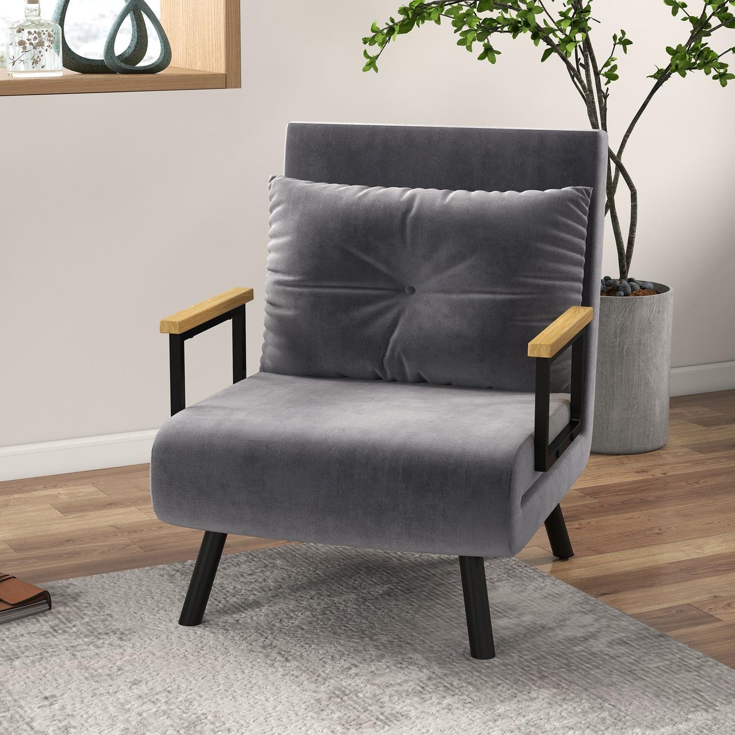Adjustable sleeper, velvet look, dark grey