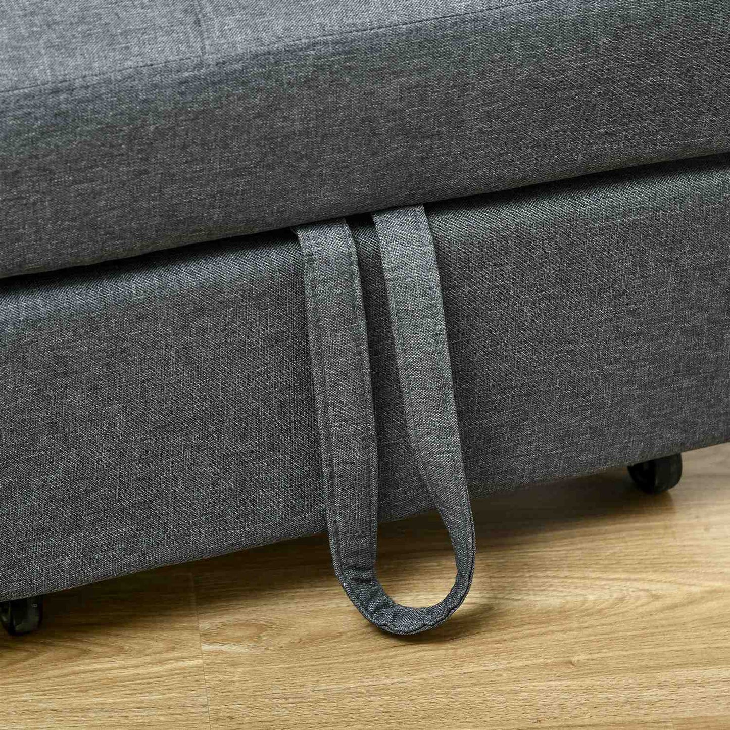 3-in-1 gray folding chair - Guest bed with wheels and pocket