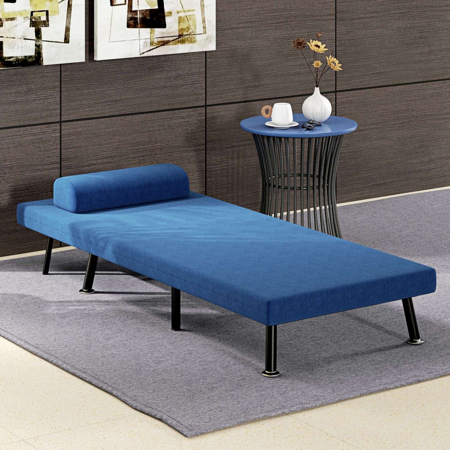 Convertible lounge chair, dark blue, adjustable backrest