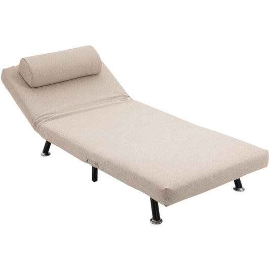 Folding sleeper, adjustable linen, beige, 150 kg capacity