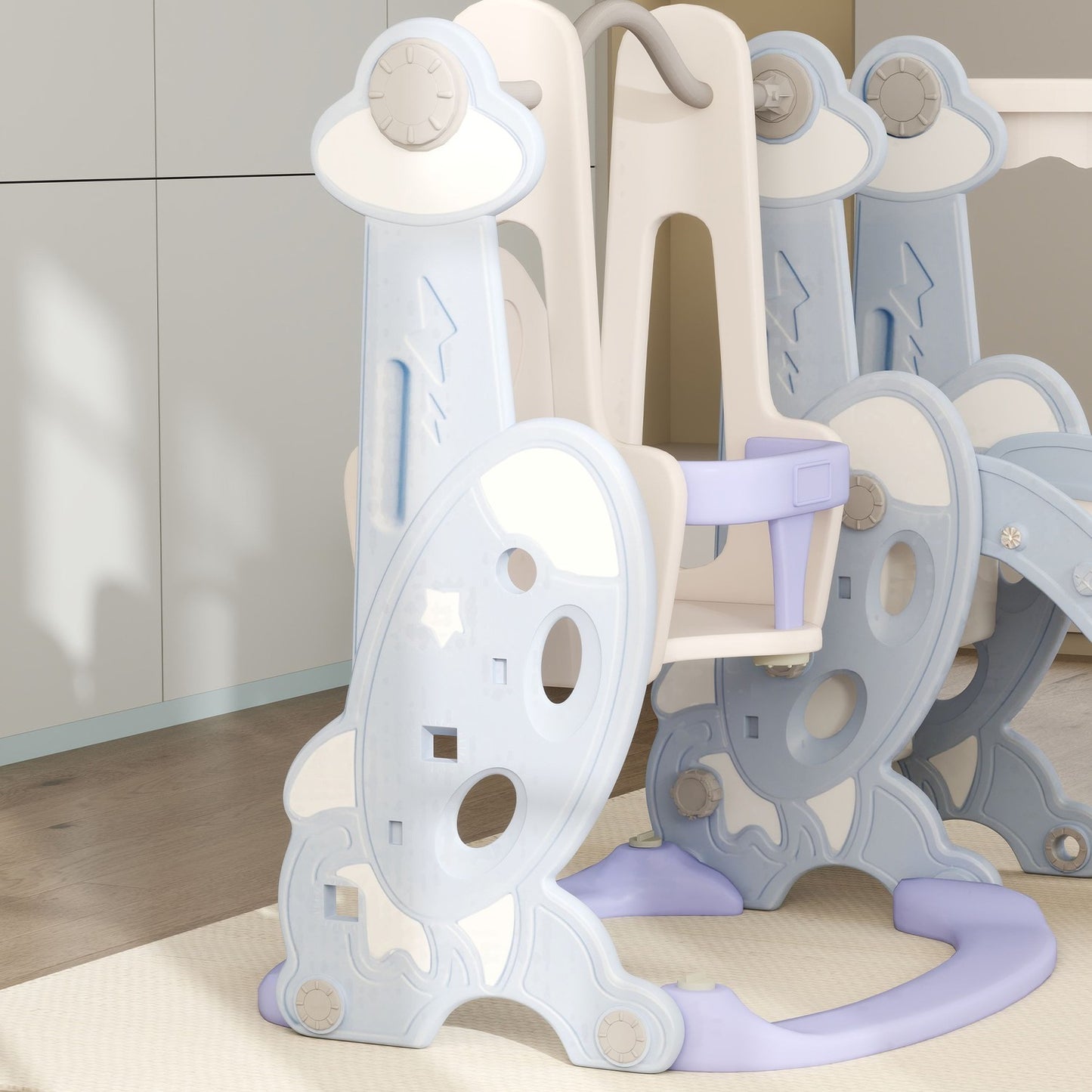 4-in-1 children's slide with swing, arch and climbing frame