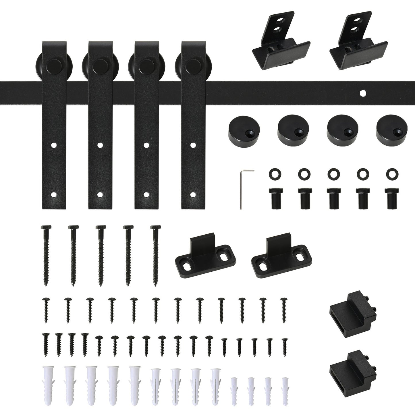 Black carbon steel sliding door kit for double doors, 200 cm